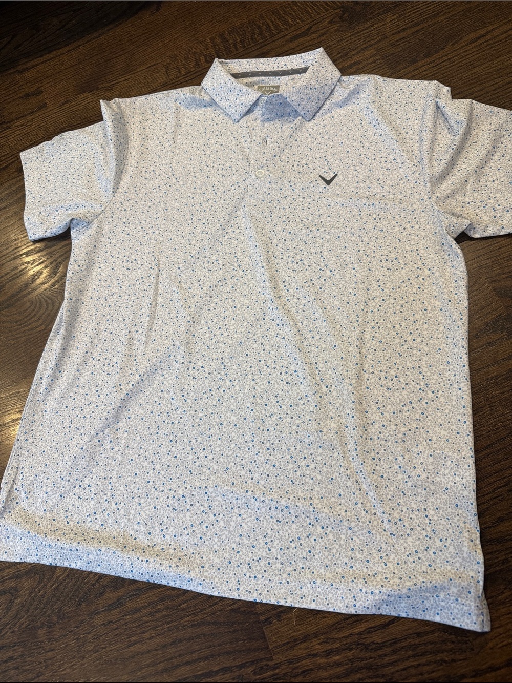 Callaway Men’s White Polo with Blue Micro Printmedoum NWOT